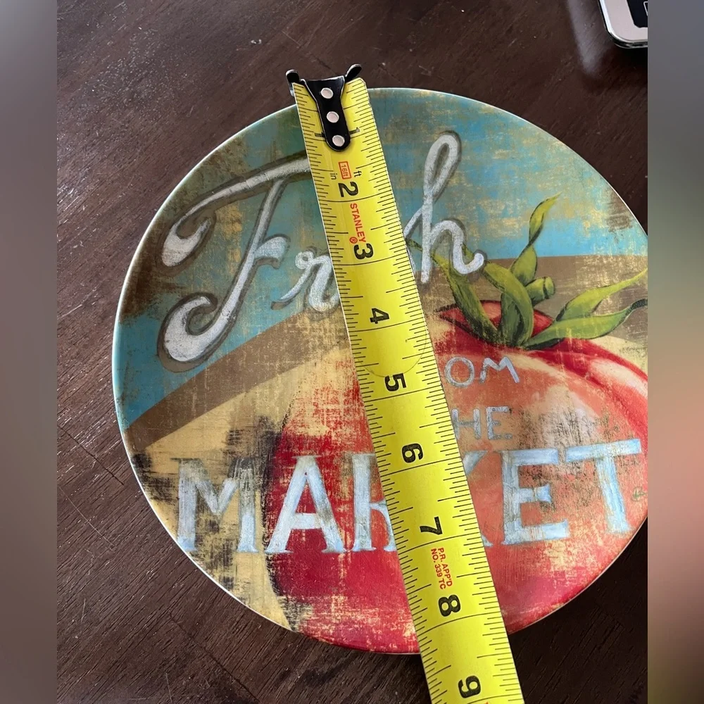 Set/4 Pier 1 Imports Ceramic 8.25” Plates Italian Tomato Fresh Market variety.